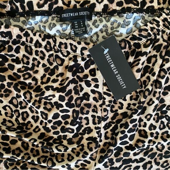 Streetwear Society Leopard Cheetah Print Leggings Sz Large NWT - Picture 4 of 4
